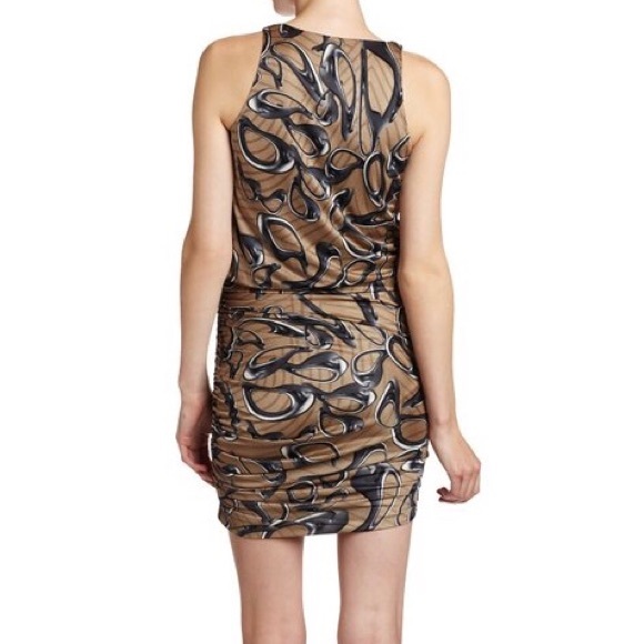 Halston Heritage Side Tie Cinched Silk Blend Dress - Picture 2 of 8